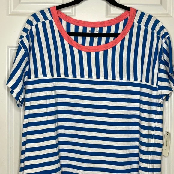 Anthropologie Pilcro Jordyn Stripe Slub Tee NWT Oversize Blue White MEDIUM NEW - Picture 4 of 14